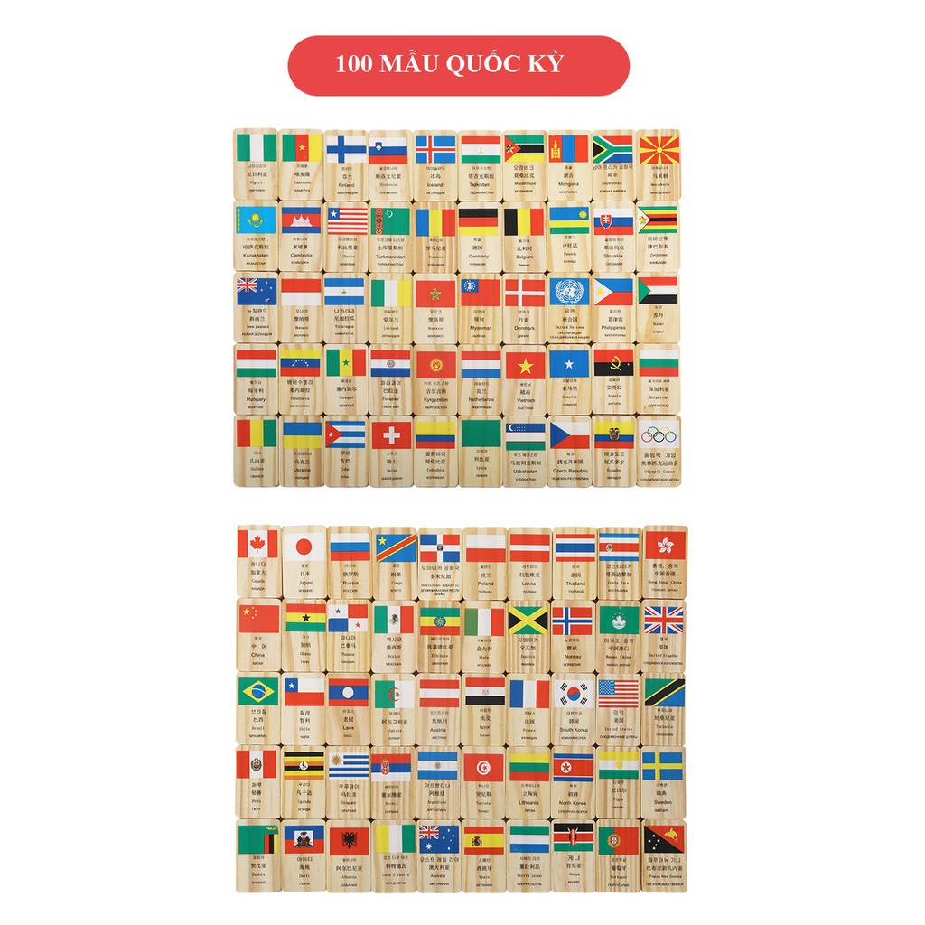 [SALE] 100 Domino bằng gỗ in hình Cờ - Quốc kỳ các Quốc gia - SHOP TUẤN NGHIA 2