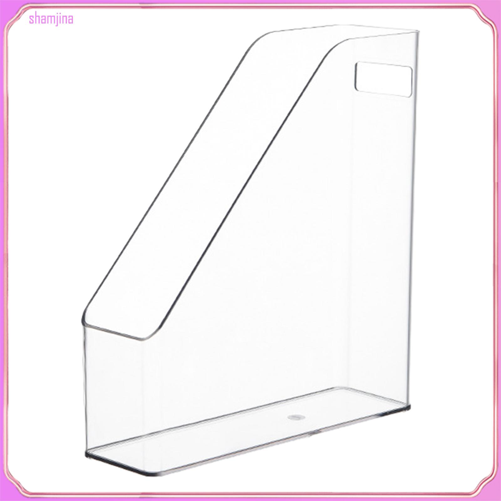 shamjina Clear Pet Magazine Holder Desk Organizer Folder Rack with Integrated Handle 25x8x27cm Organization for Home Office Sturdy