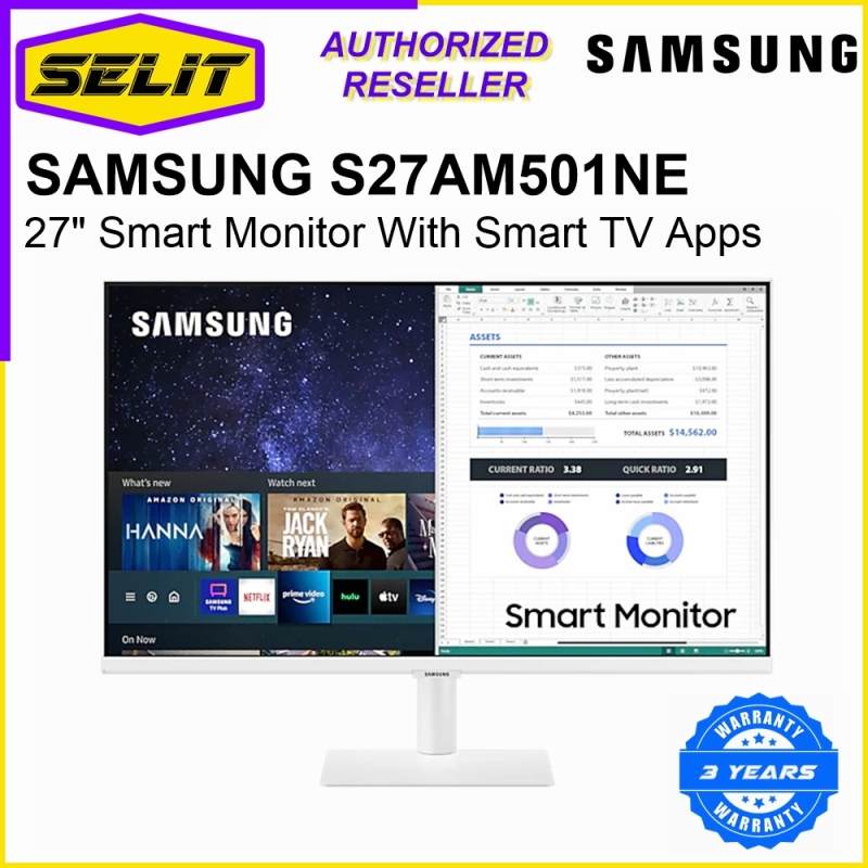 SAMSUNG S27AM501NE 27 Full HD Smart Monitor With Smart TV Apps LS27AM501NEXXS [Selit Trading] Singapore