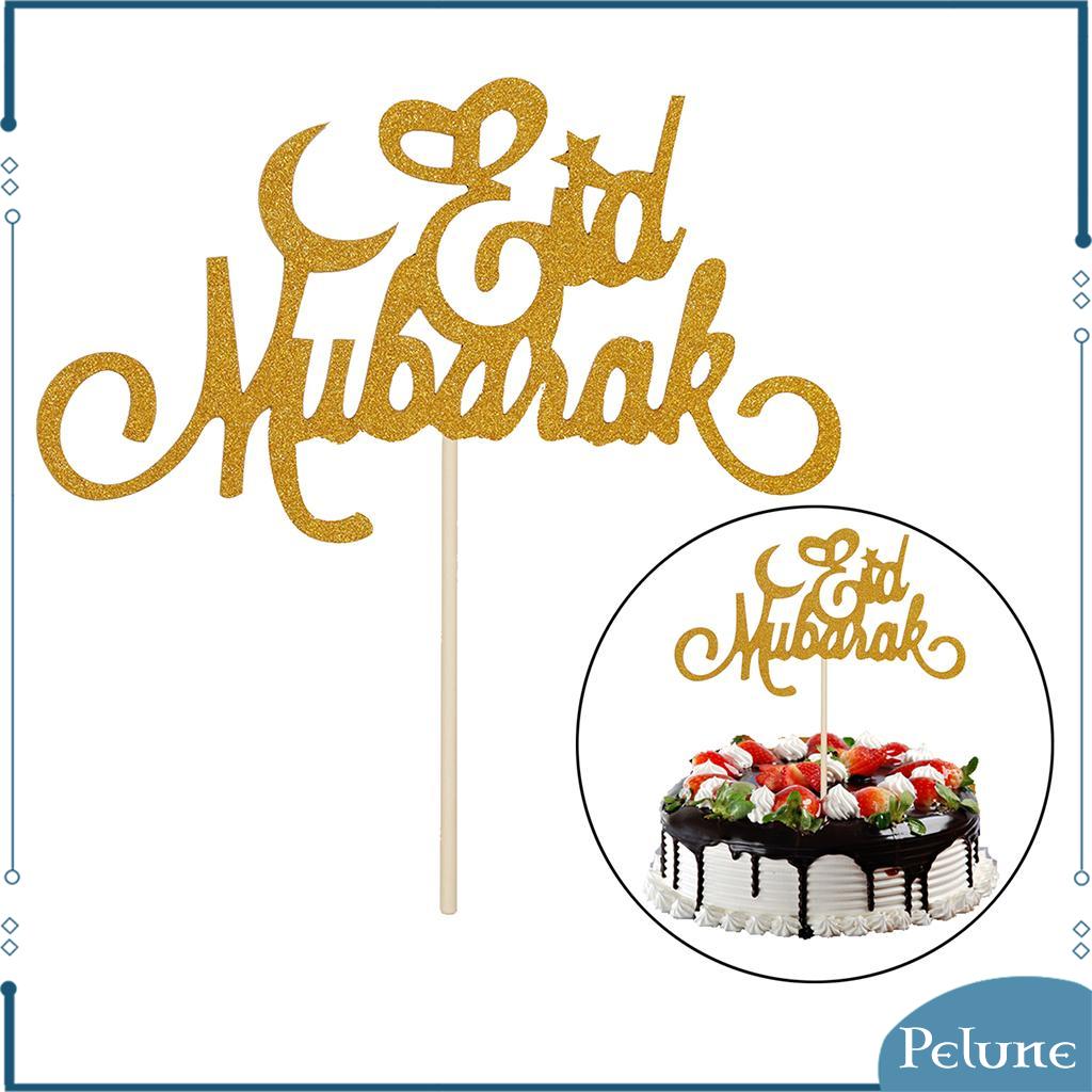 Pelune Bling Eid Mubarak Cake Topper Hajj Iftar Birthday Eid Party Anniversary Decor