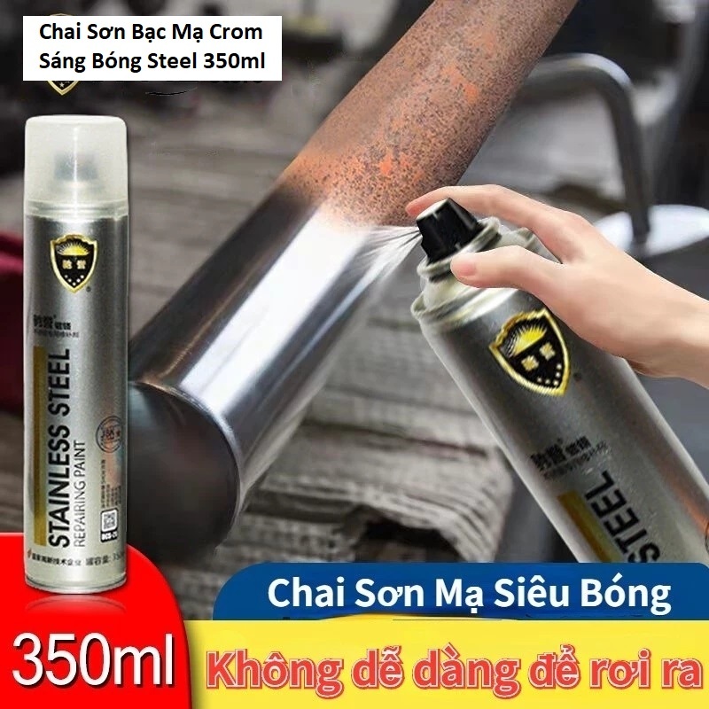 Chai Sơn Bạc Mạ Crom Sáng Bóng Steel 350ml
