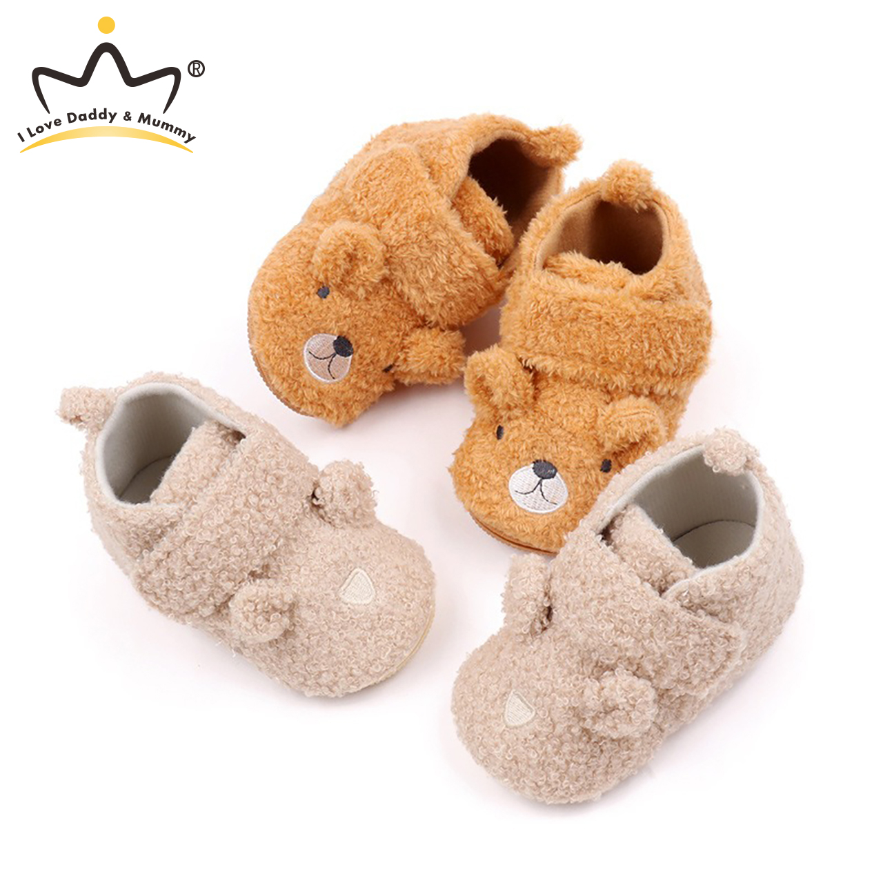 Dễ Thương Bé giày lông Mùa Đông Mềm Mại Ấm Áp Sneaker Cho Trẻ Sơ Sinh Cậu Bé Cô Gái chống trượt gấu phim hoạt hình Trẻ Em Giày đi bộ