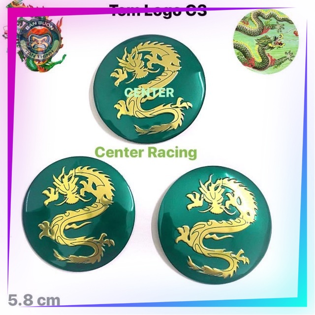 Tem nhôm logo 3d rồng xanh c3