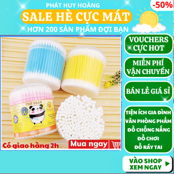 Combo 400 tăm bông đa dụng chất lượng cao giá rẻ (1 hộp 200 cây), tăm bông ngoáy tai người lớn, dụng cụ vệ sinh tai rốn, hộp bông ngoáy tai 2 đầu siêu tiện, tăm vệ sinh đầu bông to, tăm rái tai y tế vô trùng, Phát Huy Hoàng