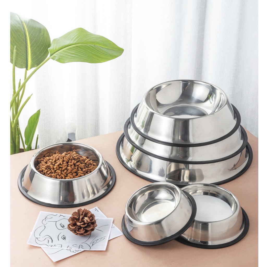 Bát ăn inox dành cho chó mèo - chén ăn inox không gỉ đủ size