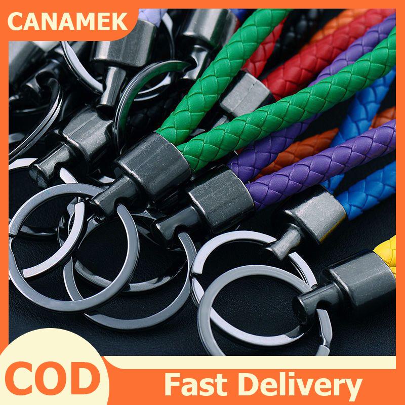 CANAMEK 5 cái gói bện da Keychain đầy màu sắc xách tay Keyring tổ chức dây da cho chìa khóa xe điện thoại di động dây đeo phụ kiện