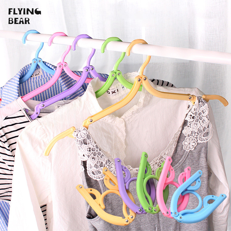 FLYINGBEAR Folding clothes hanger, multifunctional drying clothes hanger, anti slip outdoor travel portable clothes hanger, business trip home magic clothes hanger ราคา 77 บาท*ส่งฟรี