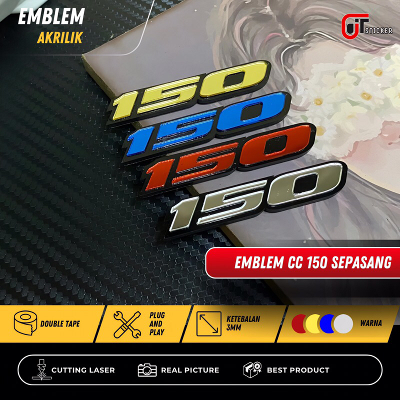 JTS Emblem CC 150 motor universal 2 PCS Logo Timbul 3D Aksesoris motor Emblem CC 150 sepasang kanan dan kiri Harga 18,600 rupiah*Gratis Ongkir