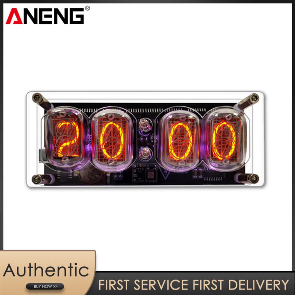 ANENG Nixie Tube Clock IN12 4 Digits with Power Failure Memory 10 RGB Ambient Light Modes Retro Digital Clock Timer Function Type C Powered