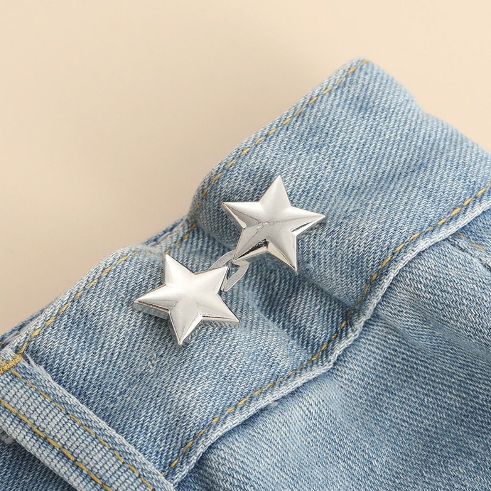 VB45D Alloy Star Pants Button Tightener Waist Buckle Button Clasps Jean Buttons for Loose Jeans Personality Waist Clip Jean Fit Tighten Buckles