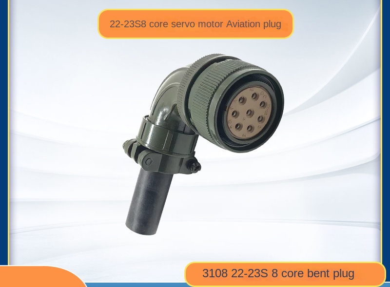 MR-PWCNS13108, 22-23S | Đầu Nối Chuyên Dụng Cho Động Cơ Servo Mitsubishi, Yaskawa, 8 Chân - Đầu nối cong 8 chân