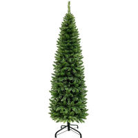 NUVOX Artificial Pencil Christmas Tree Pointed Snow Slim Artificial Xmas Tree Hooked Christmas tree Hinged Slim Xmas Tree for Indoor Outdoor Christmas Home Decor (Spruce Green)