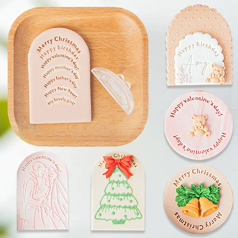 ☺ADVANCE☺ English Letter Fondant Stamp Cookie Mold Christmas/Birthday/Father/Mother/Valentine/New Year/Boy/Girl Blessing Embossing Mould ราคา 344 บาท*ส่งฟรี