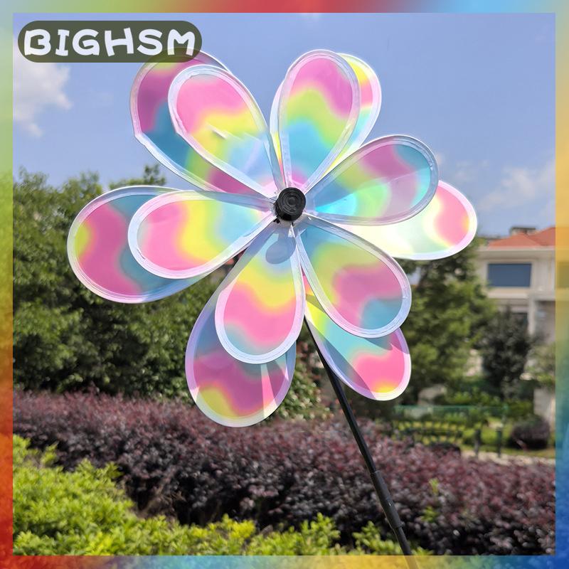 BIGHSM 1ชิ้นฟิล์มสีสองชั้นเปลี่ยนมือหมุนกังหันลมหมุนได้หมุนได้หมุนได้หมุนได้หมุนได้กังหันดอกไม้สนามหญ้า ราคา 51 บาท*ส่งฟรี