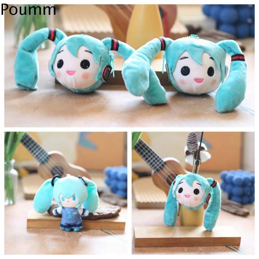 POUMM Hoạt hình Móc Khóa Hatsune Miku sang trọng Phiên bản Q Búp bê Anime dây chuyền Hatsune Miku Móc treo chìa khóa xe ô tô Lông mịn Hatsune Miku Móc chìa khóa Trang trí ba lô