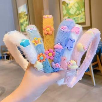 Bờm tóc , băng đô cài tóc rửa mặt skincare nữ lông mịn  đính charm dễ thương