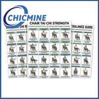 Chicmine 3pcs Tai Chi Exercise Poster Set for Seniors – Seated Low Impact Workout Chart Balance Strength Training Guide for Elderly Fitness and Rehabilitation