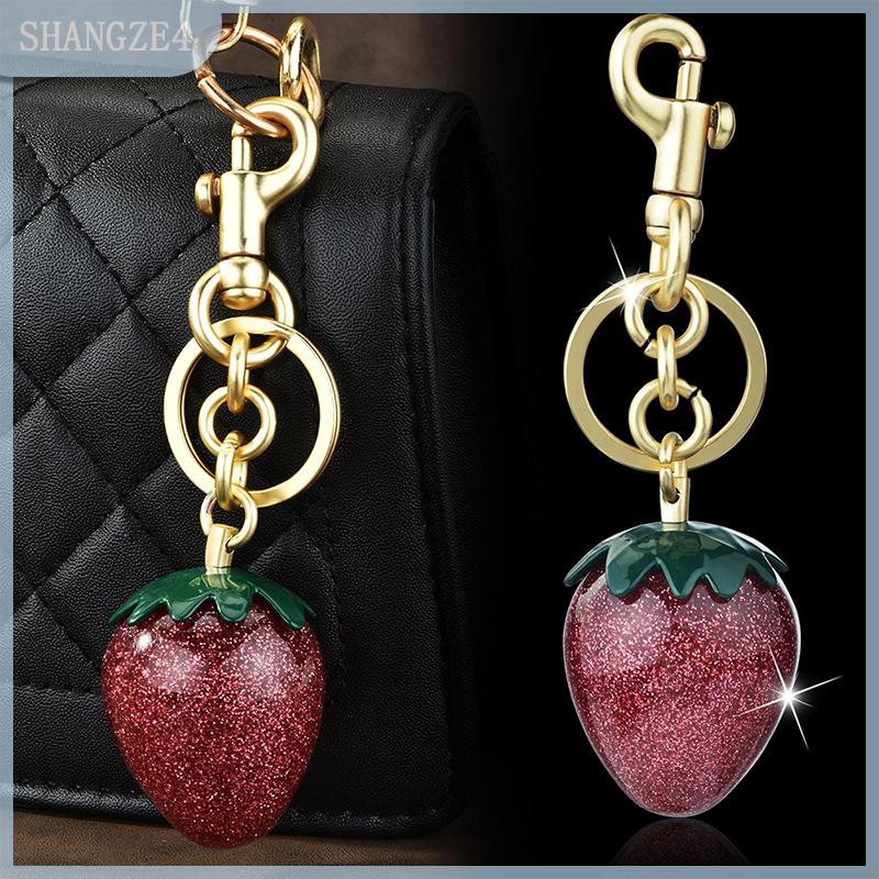 【SHANGZE4】 Thời trang dâu tây Keychain túi quyến rũ Mặt dây chuyền Keyring cho phụ nữ người đàn ông đồ trang sức Túi phụ kiện quan Trọng Quà Tặng