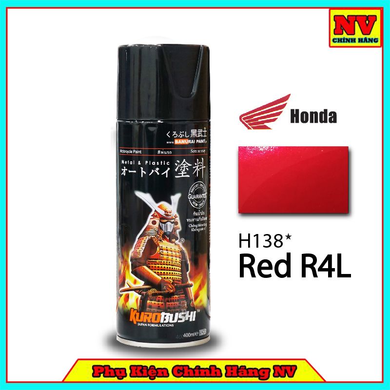 Chai sơn samurai h138 màu đỏ r4l - sơn chính hãng