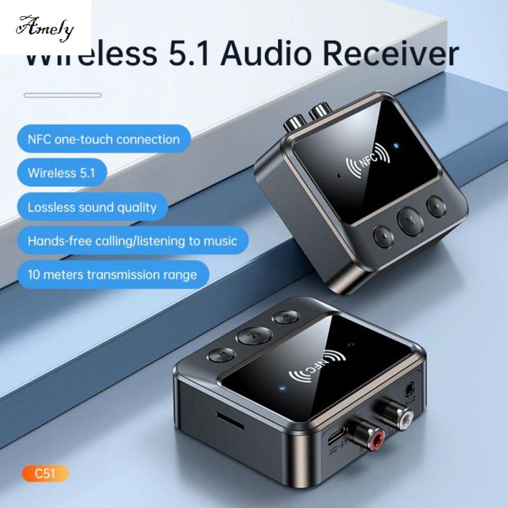 Amely 3.5mm jack AUX Bộ chuyển đổi Bluetooth S NFC Bộ chuyển đổi Bluetooth Bluetooth không dây máy thu phát Đầu chuyển âm thanh Bluetooth 5.1 Receiver Transmitter NFC Bộ chuyển đổi Bluetooth