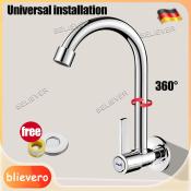 SUS304 Stainless Steel 360° Wall Mount Kitchen Faucet