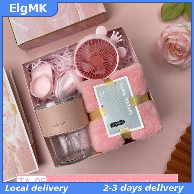 ElgMK Màu Xanh Lá Cây Tự Nhiên Bộ Quà Tặng Thủy Tinh Rơm Cup Lint-Miễn Phí Mềm Khăn Upf 50 Mặt Trời Bảo Vệ Bánh Cho Yoga Ngoài Trời Thể Thao