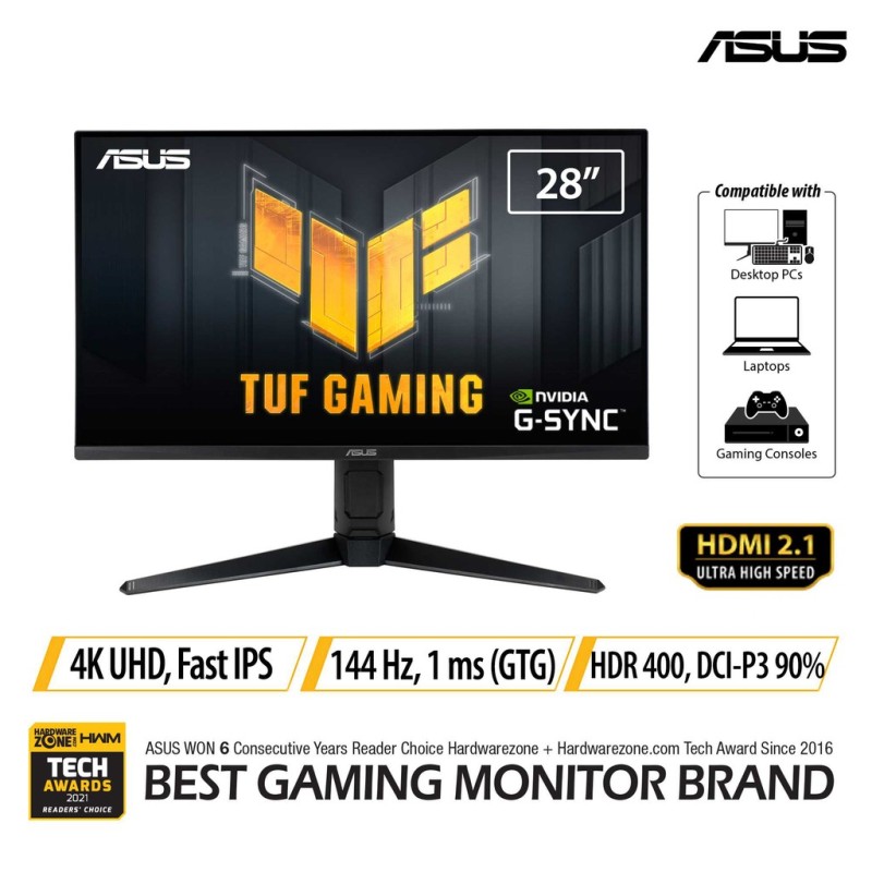 ASUS TUF VG28UQL1A 28inch 4K UHD Fast IPS 144 Hz,1 ms GTG HDMI 2.1 Gaming Monitor Singapore