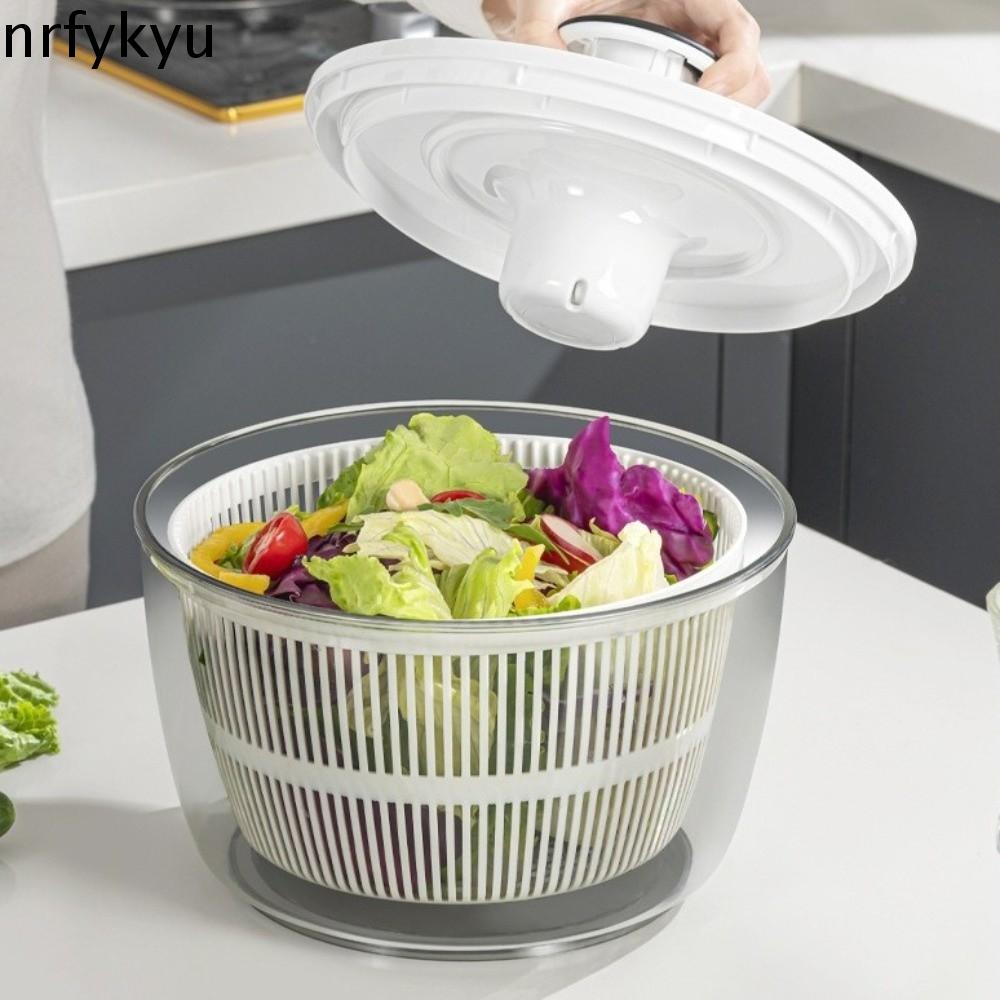 NRFYKYU Dung lượng lớn Máy sấy rau củ Thoát nước nhanh chóng Bán tự động Máy vắt rau Đa chức năng Xoay Rổ đựng trái cây Sử dụng trong nhà bếp