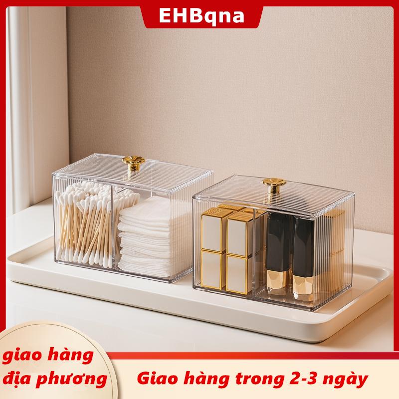 [COD] EHBqna 3PF Ship within 24 hours Trong suốt đa ngăn bông Pad chủ với nắp, thuận tiện cho việc lưu trữ bông Swabs và trang điểm