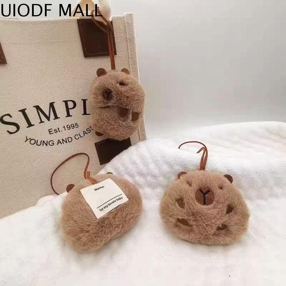 UIODF Mềm Móc khóa vải nhung lông capybara Hoạt hình Nhồi bông dây chuyền chuột lang Thời trang Đồ chơi Thẻ Tên Túi Trang trí ba lô