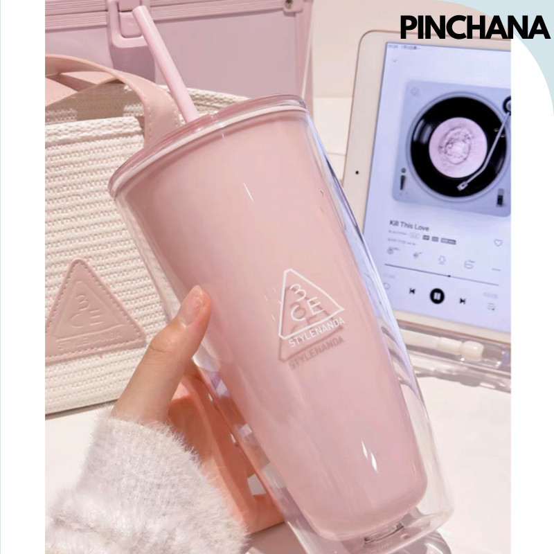 Cốc giữ nhiệt 3..C..E Style Nanda -  Bình nước 720ml ,Ly Giữ Nhiệt cute nắp kín kèm ống hút Pinchana (tuyển sỉ)