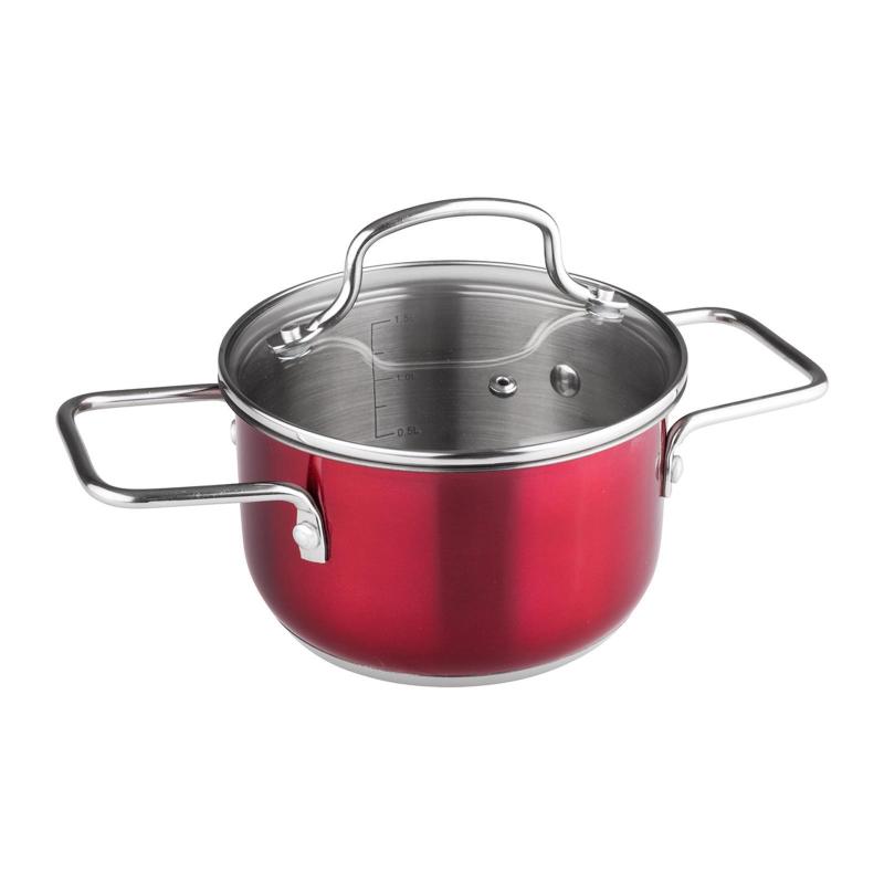 Lamart Stainless Steel Pot With Glass Lid 16X9.5Cm Red Singapore