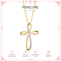 FANCIME Pave-Set Diamond Infinity Cross Pendant 14K Yellow Gold Necklace