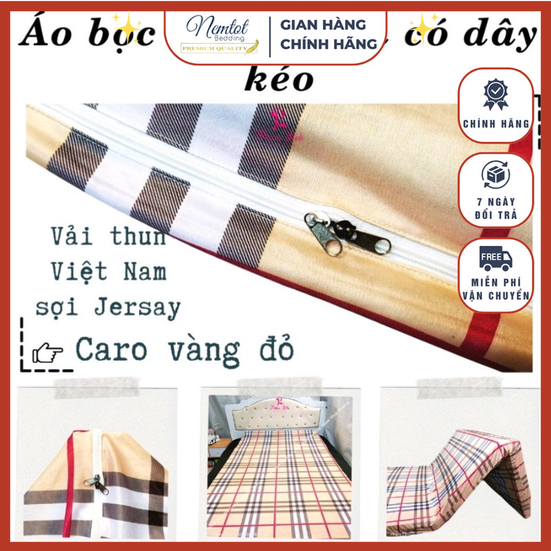 🌈GIÁ SỐC🌈 Aó bọc nệm 2 mặt có khóa kéo dùng cho nệm thẳng ga bọc khóa kéo 2 mặt bọc nệm topper áo nệ