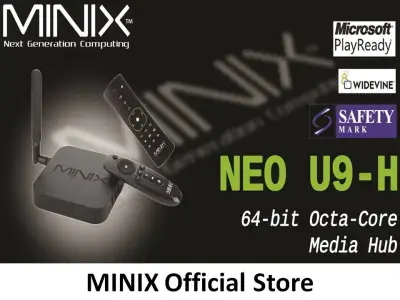 MINIX Neo U9H 4K TV Media Box + MINIX A3 Airmouse Android Box Best Voted 4K Streaming Android TV Box 2018 Exclusive Sole Distributor U9-H With 1 Year 1-to-1 Exchange Warranty By Amconics U9