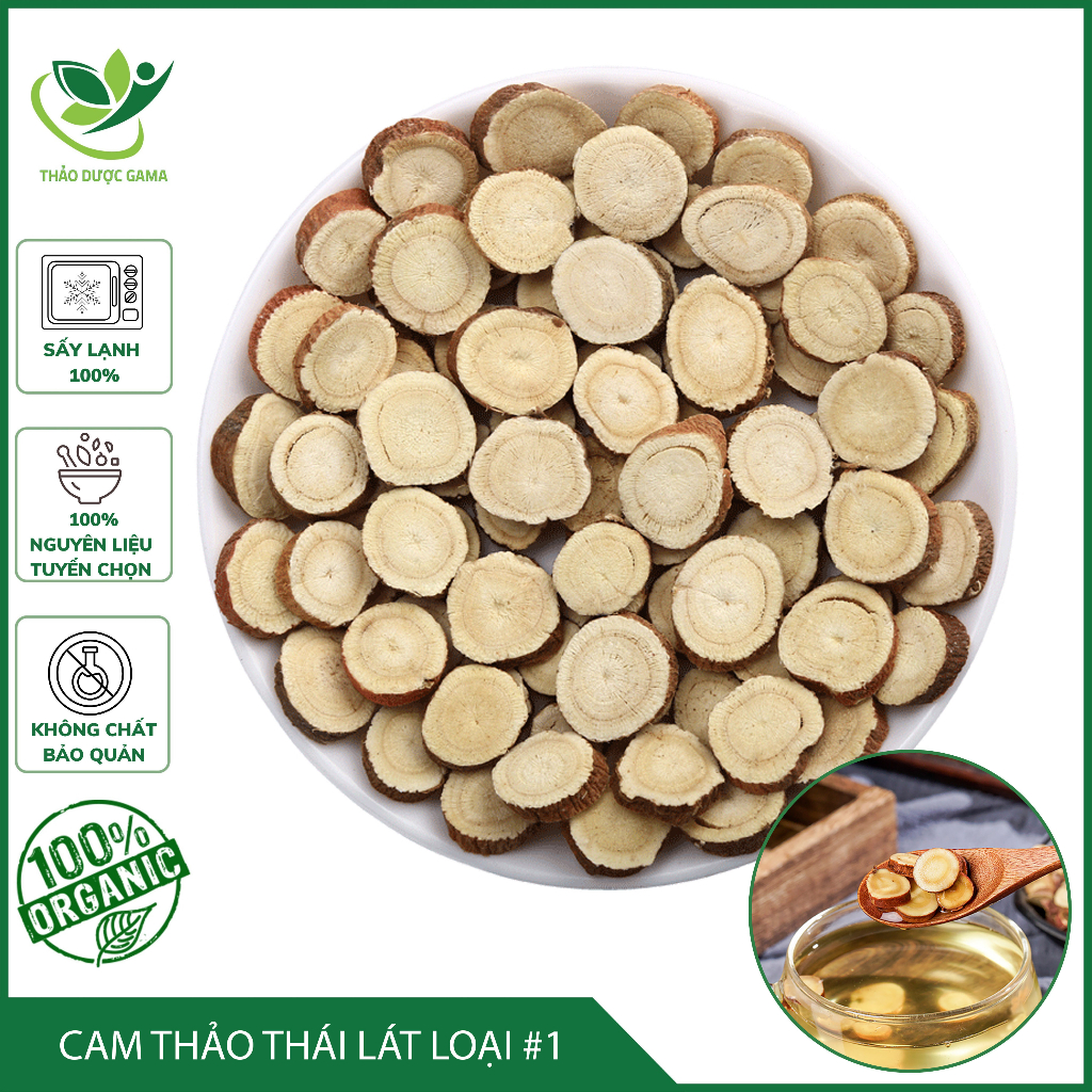 Cam thảo lát 1kg sấy khô tự nhiên vàng ngọt thơm đẹp giúp thanh nhiệt giải độc bồi bổ cơ thể tại thảo mộc gama