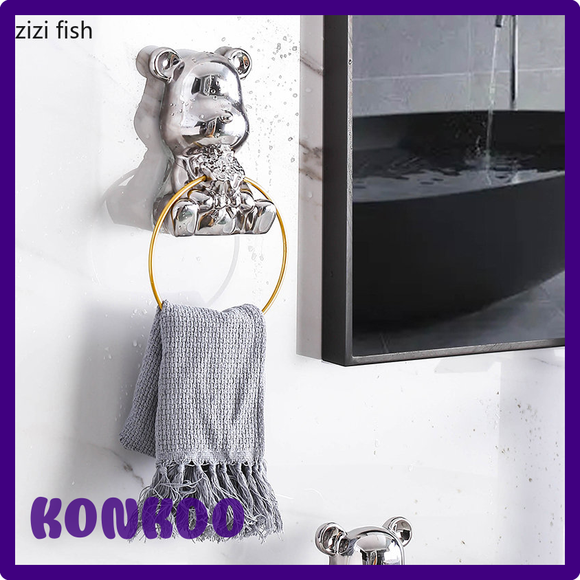 [KONKDO] Bear Metal Towel Rack Annular Towel Hanger Towel Bar Wall Storage Rack Bathroom Towel Holder Soap Dish Soap Box Storage Holder ราคา  1,402 บาท*ส่งฟรี