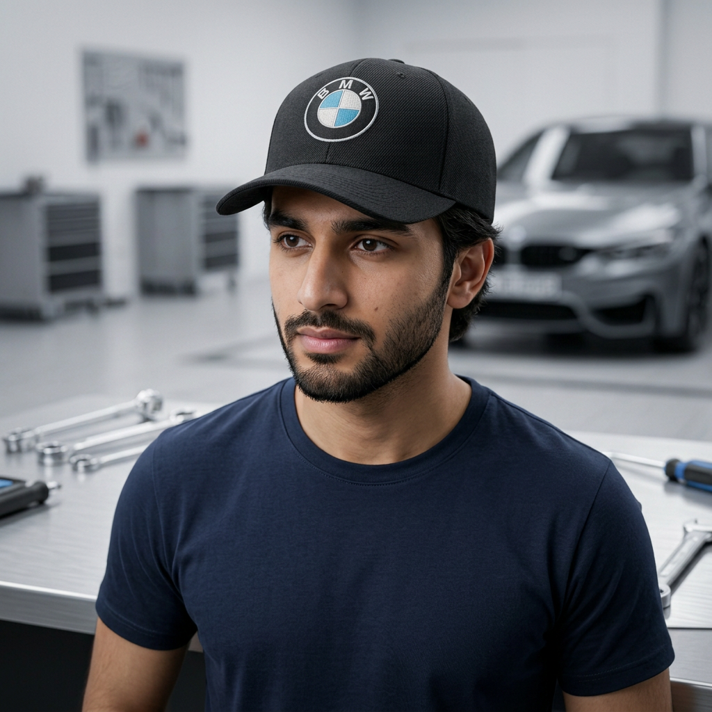A summer cap for men car embroidered logo bmw or mercedez 2 caps