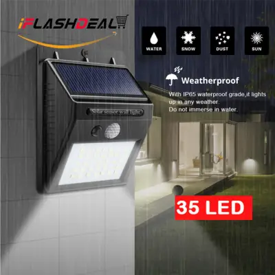 【Big Promotion】iFlashDeal 35 LED Solar Powered Wall Light Outdoor Lighting Waterproof Wall Lamp Motion Sensor Wireless Security Lights for Driveway Patio Garden Path