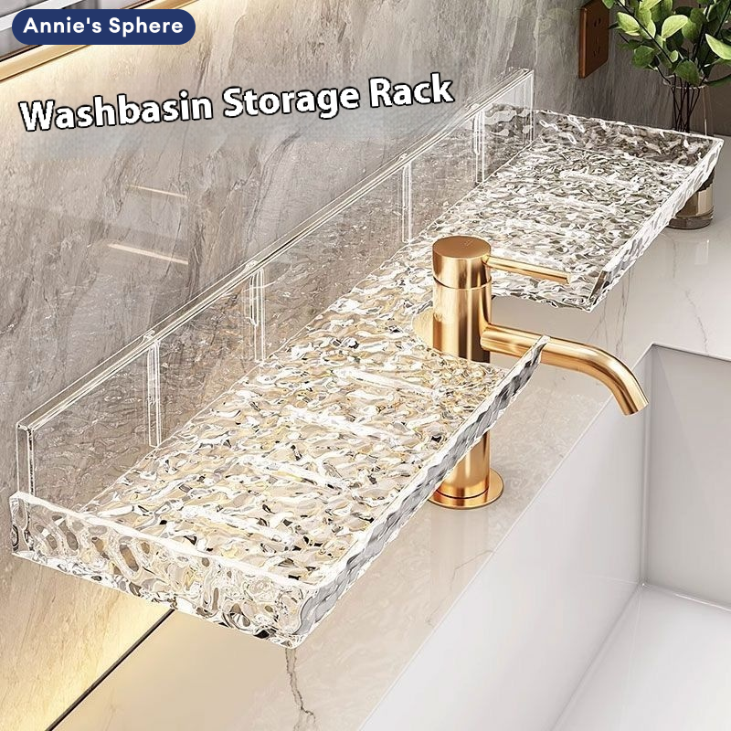 Annie của hình cầu trong suốt bồn rửa Kệ phòng tắm treo tường mỹ phẩm lưu trữ khay