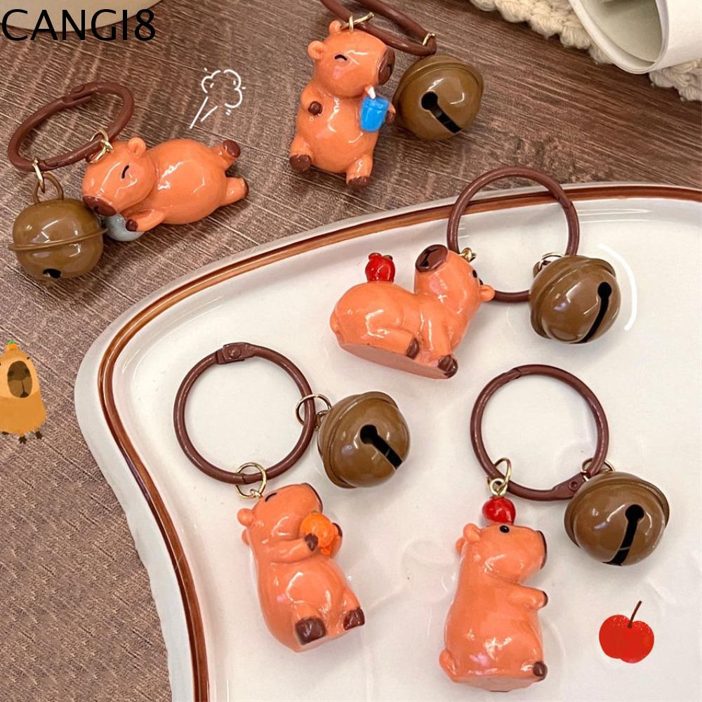 CANGI8 Chuông nhỏ Móc khóa capybara Key cahin Hạt Charm Móc khóa capybara hoạt hình Sáng Tạo Hoạt hì