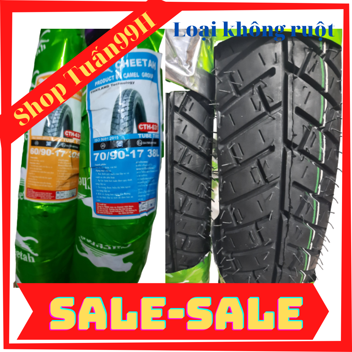 Vỏ CHEETAH kiểu gai Michelin loại không dùng ruột 60 90-17, 70 90-17, 80 90