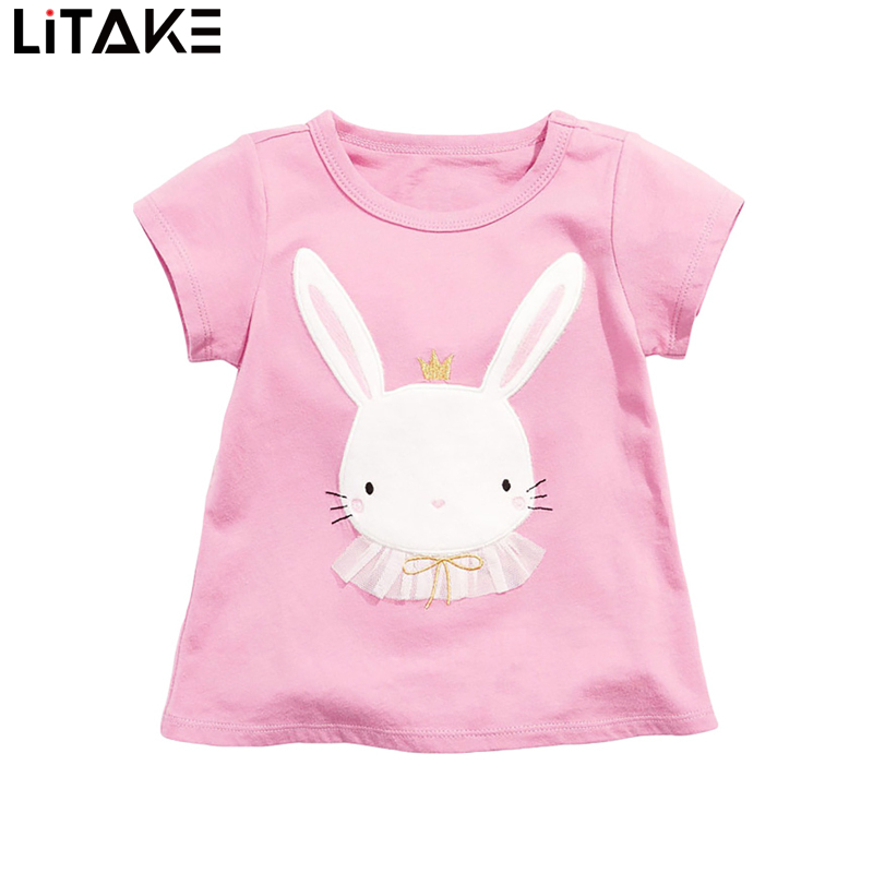 Children's Girls Short Sleeve Tee Round Neck Cartoon Rabbit Pattern Tops Casual Bright Color t Shirt For 3-8 Years Old ราคา 149 บาท*ส่งฟรี