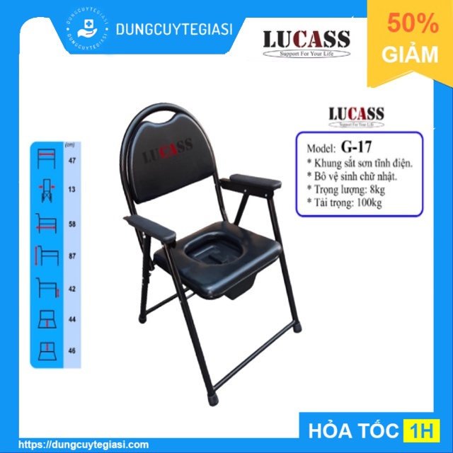 Ghế bô vệ sinh không bánh xe, khung sơn, bô vuông, đệm simili lucass g-17