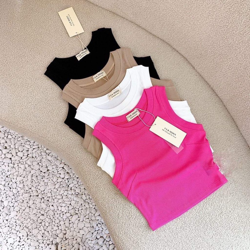 Áo kiểu croptop ba lỗ sát nách thun gân xinh đẹp bty