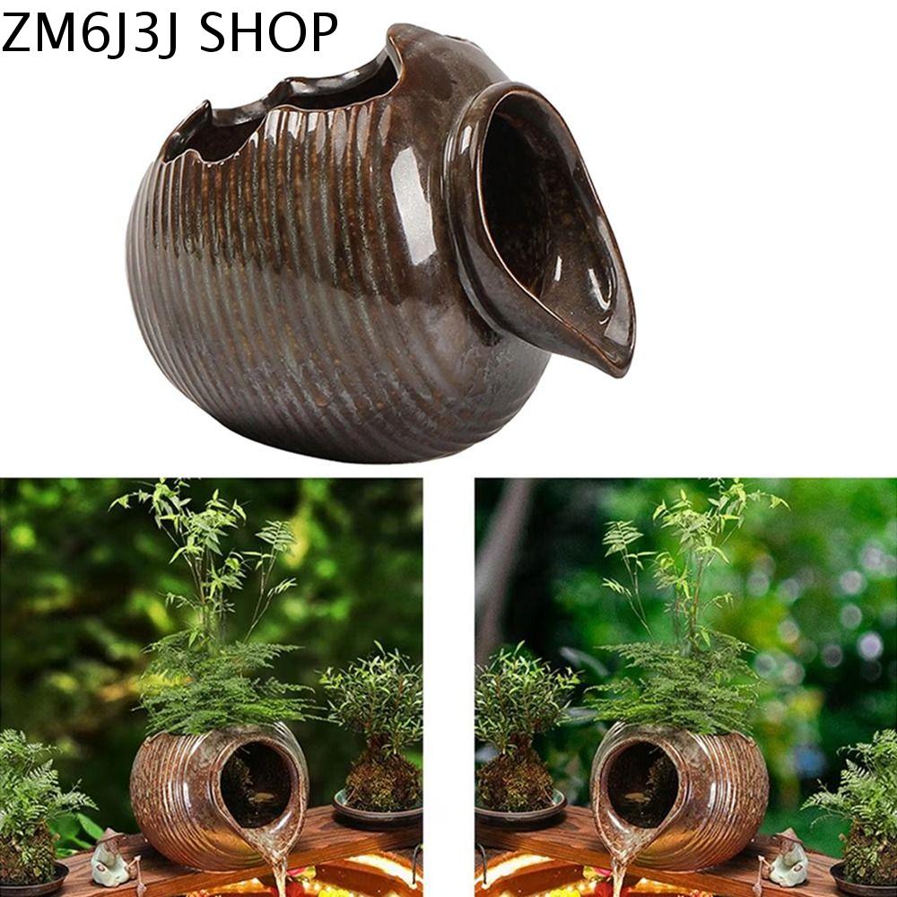 ZM6J3J Mở đầu Nồi đất sét nước tuần hoàn Chậu hoa Trang trí Bể gốm hở Tinh tế Đa chức năng Bình thác nước tuần hoàn Bể cá