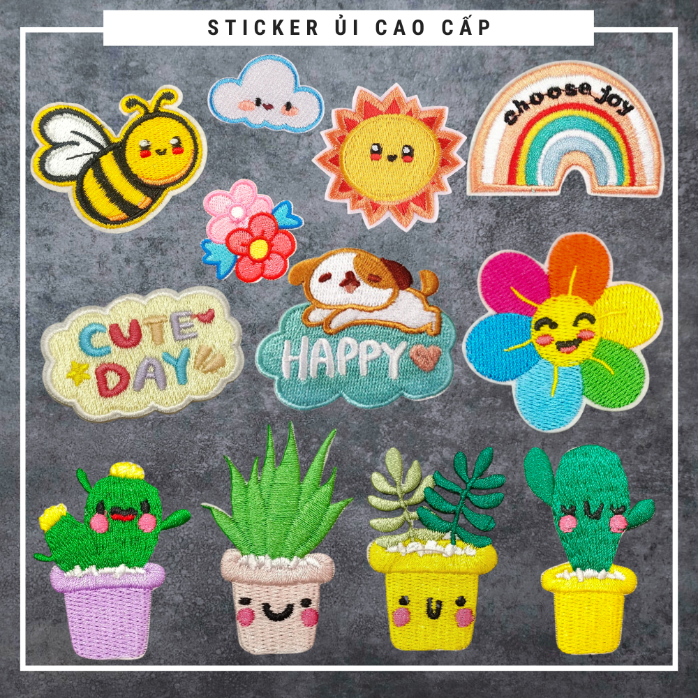 Sticker ủi áo cao cấp CÓ SẴN KEO ỦI, sticker dán quần áo dùng làm miếng vá quần áo rách, tr