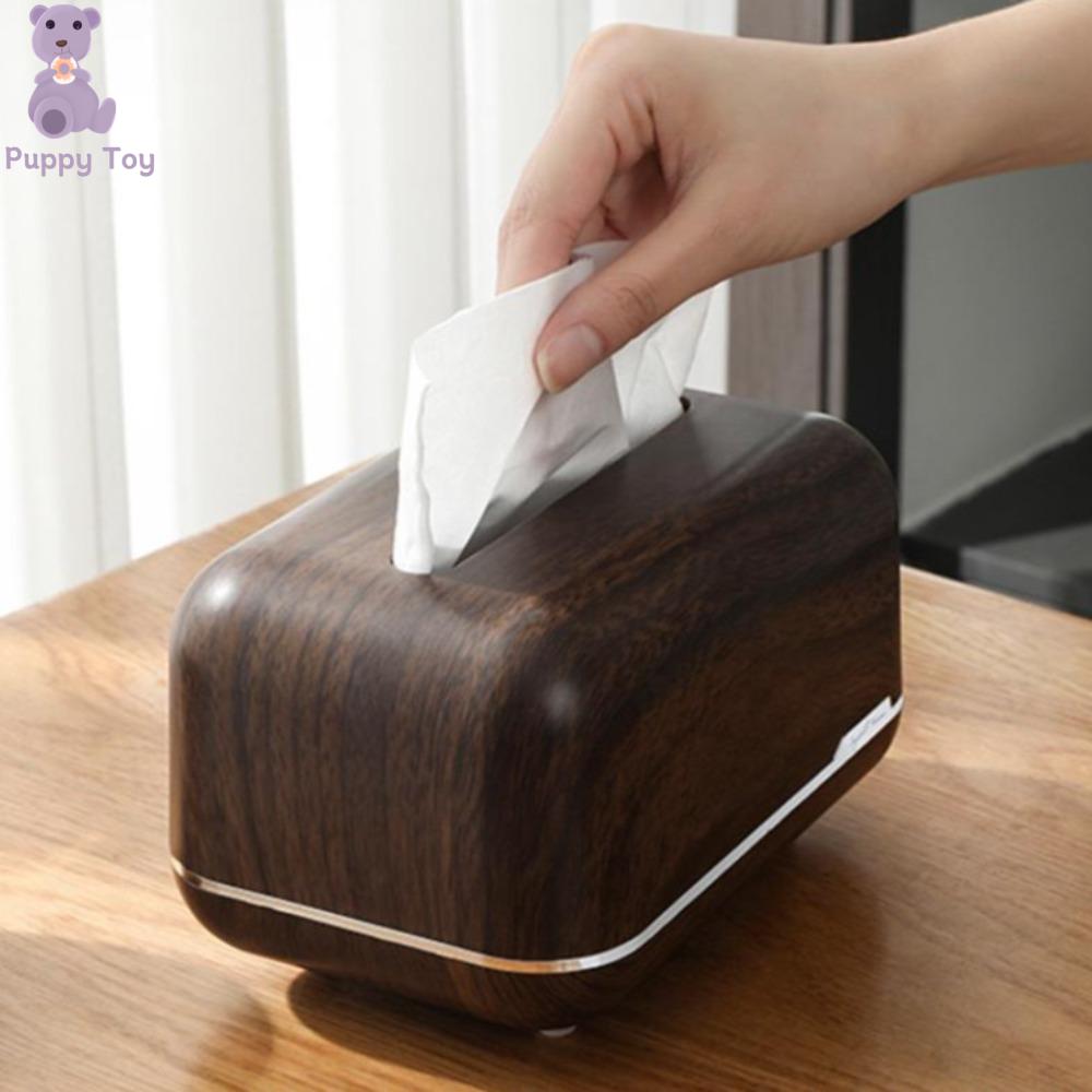 TESDFD Từ tính Hộp khăn giấy Dung tích lớn Lò xo tự động Hộp đựng khăn ăn Cổ điển Nhựa Thùng giấy cho máy tính để bàn