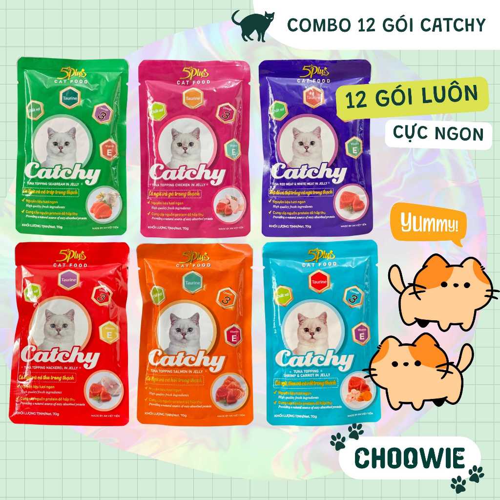 Combo 12 gói pate catchy 70 gram cho mèo || pate ngon cho mèo