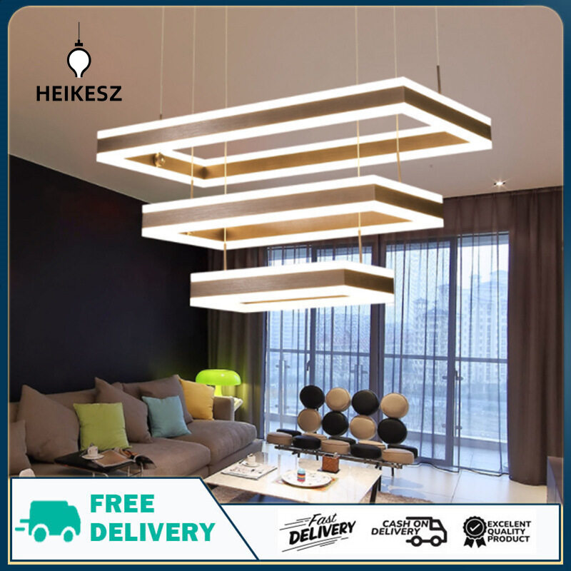 HEIKESZ Factory Wholesale Living Room Chandelier Post-Modern Simple Personality Creative Aluminum Chandelier Rectangular Restaurant Bedroom Light Warm Room Lamps Light Chandelier for Living Chandelier Bedroom Chandelier Lights Room Lighting Ceiling ราคา 7,781 บาท*ส่งฟรี